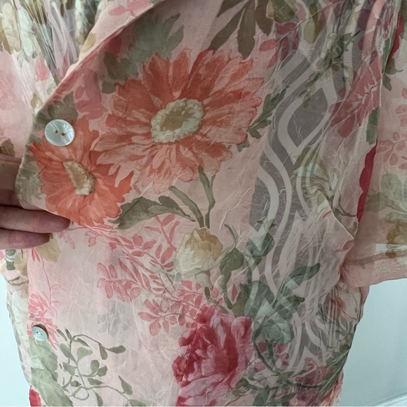 Vintage 90s Lady Dorby Sheer Floral Open Back Top - Picture 2 of 13